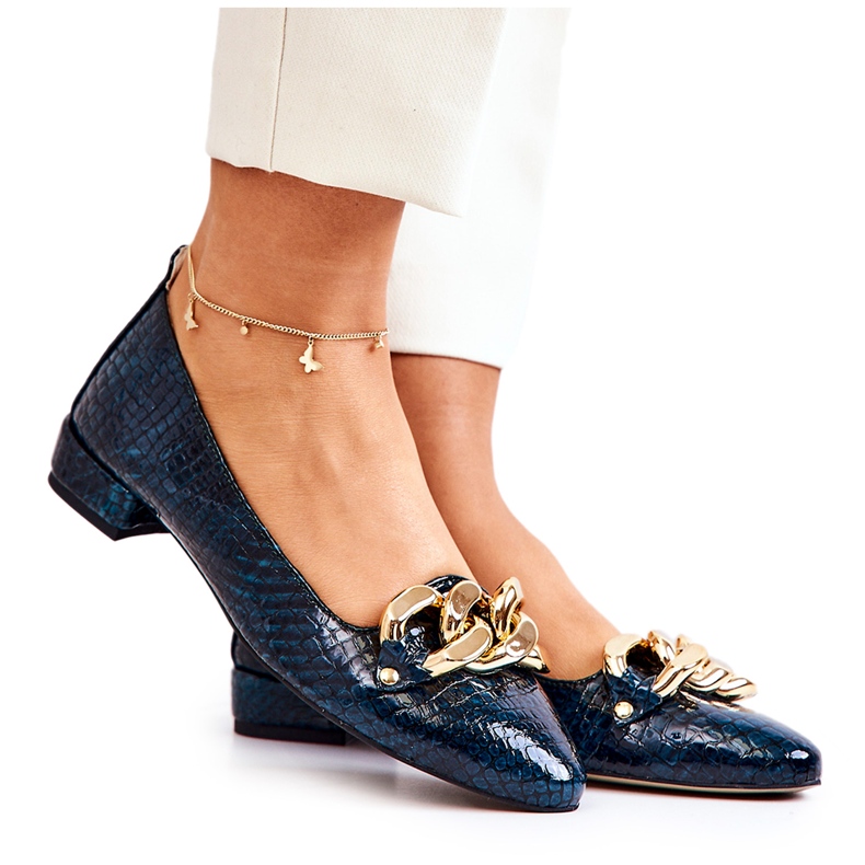 Alberto Violli Sapatos de bailarina de couro envernizado cobra com corrente, verde Alberto Violli Sapatos de bailarina de couro envernizado cobra com corrente, verde