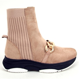 Botins de meia com corrente Simma LT.KHAKI bege Botins de meia com corrente Simma LT.KHAKI bege