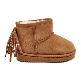 Botas de neve isoladas infantis com franjas Camel Mikyla castanho