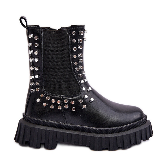 Botas Chelsea femininas decoradas com strass, Adelie preta preto