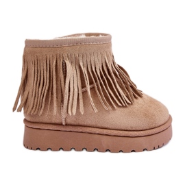 Botas de neve infantis isoladas com franjas decorativas bege Nimia