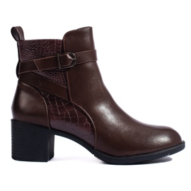 Botins de salto alto femininos Shelovet marrons marrom