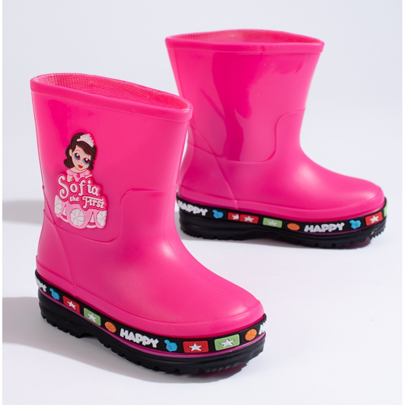 Botas infantis rosa Wellington com Princesa Shelovet