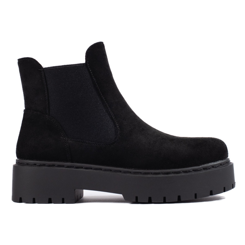 Botas Shelovet Chelsea de mulher de camurça preta preto