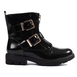 Botins pretos envernizados com fivelas Shelovet