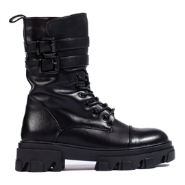 Bolsas femininas pretas com fivelas Shelovet preto