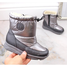 Botas de neve infantis impermeáveis ​​com membrana isolada, cinza Kornecki 6896