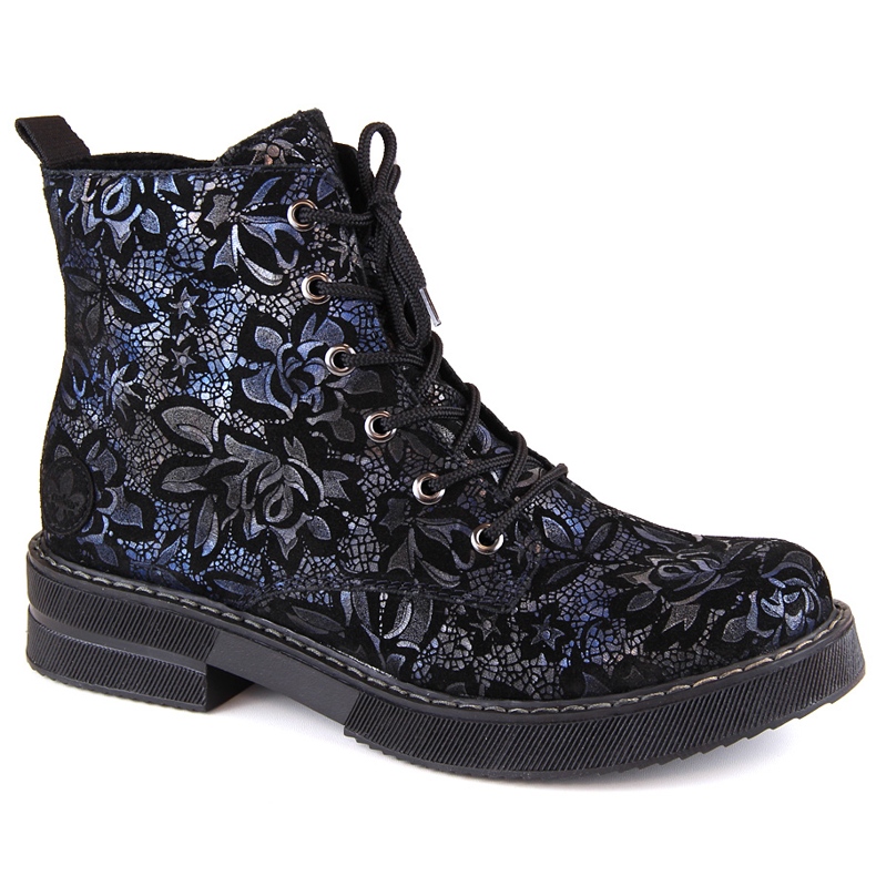 Botas femininas confortáveis ​​de couro, isoladas, multicoloridas, Rieker 72010-14 multicolorido