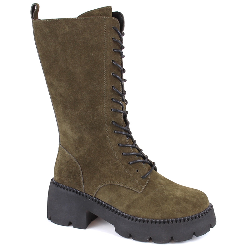 Botas curtas femininas de couro, cáqui com isolamento T.Sokolski Gs Z23-197 verde