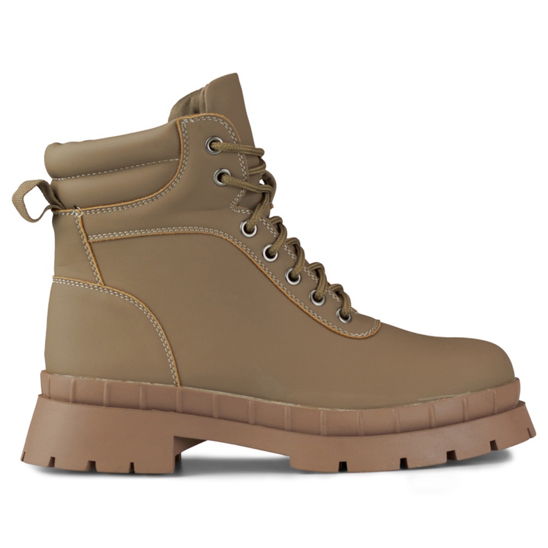 Botas femininas marrons com atacadores bege Botas femininas marrons com atacadores bege