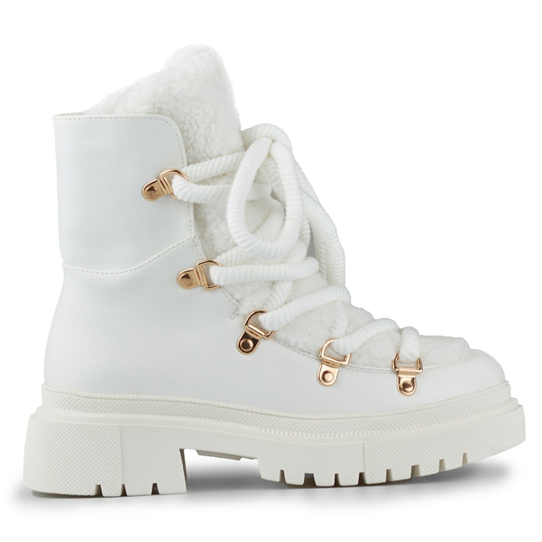 Botas femininas de pele branca para neve branco