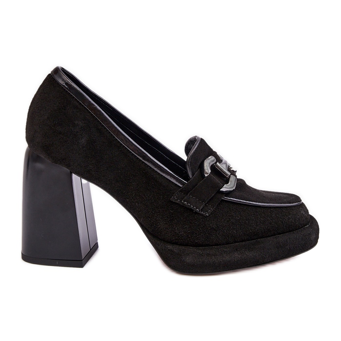 Sapatos de couro com salto alto enorme Laura Messi 2706 Preto