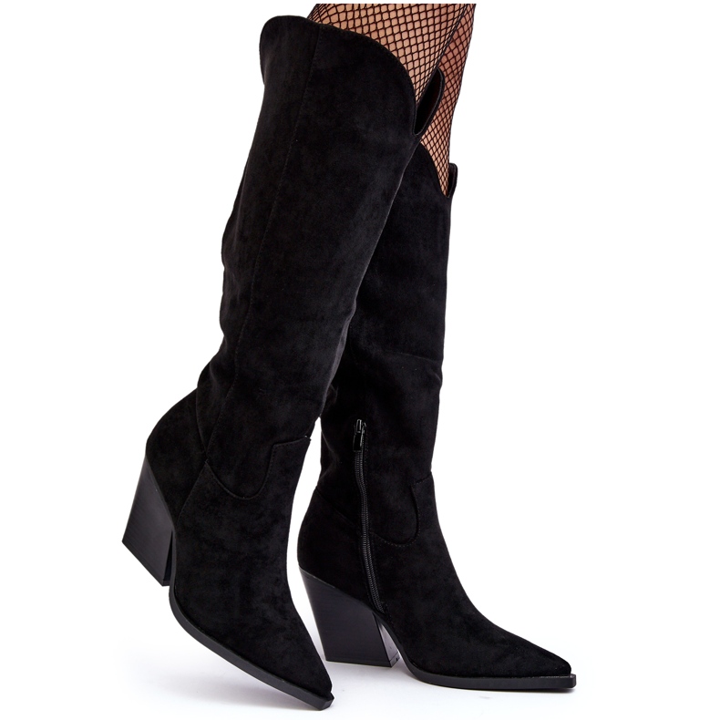 Botas de cowboy de camurça preta Delia da moda preto