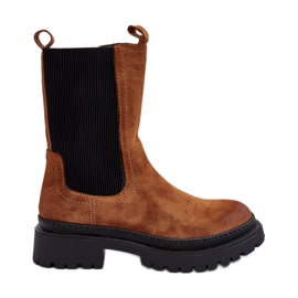 Botas femininas Camel Samil Chelsea com zíper marrom