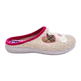 Chinelos femininos para casa com ursinho de pelúcia Inblu EC000095 bege