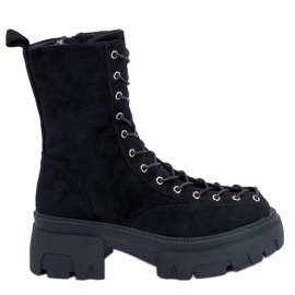 Botas de mulher Wayne Black com atacadores preto