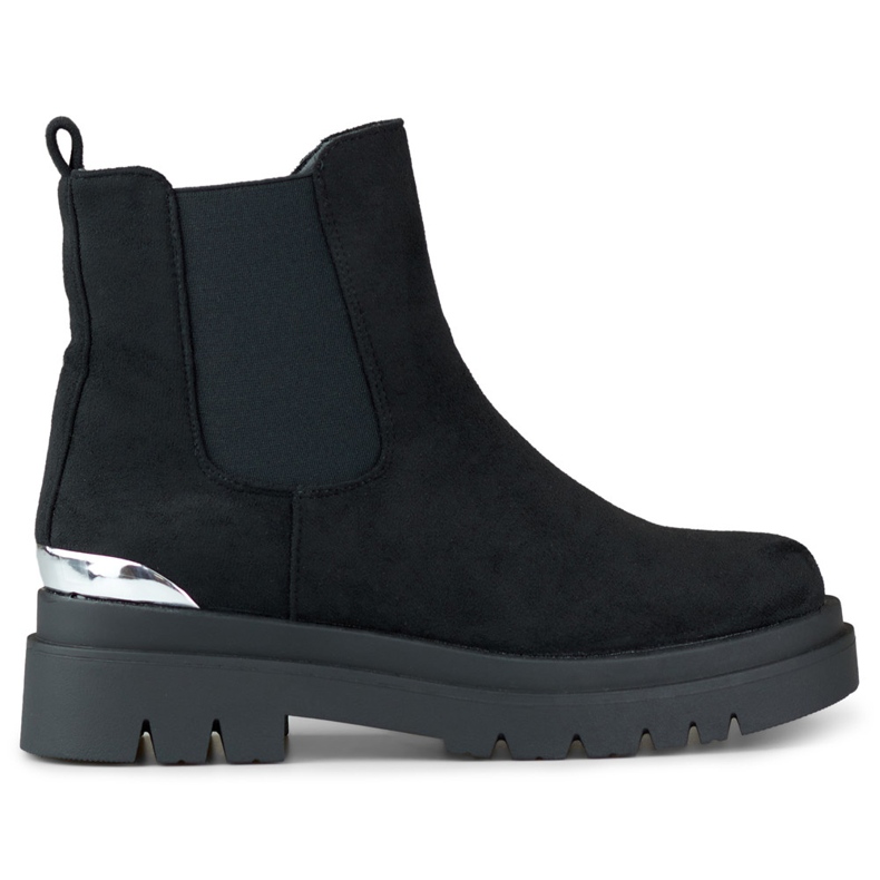 Botas Chelsea femininas de camurça com decoração prateada preto