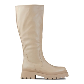Botas bege com cano largo