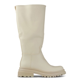Botas bege com cano largo em couro ecológico