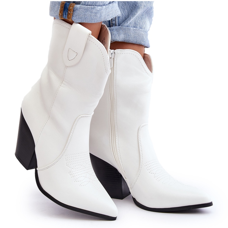 Botas cowboy femininas de salto alto brancas Melaitia branco
