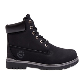 Botins masculinos com cadarço pretos Memeni