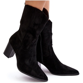 Botas de cowboy femininas com salto alto pretas Danell preto