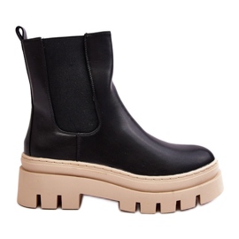 Vinceza Botas de trabalho femininas pretas e bege Loretta preto