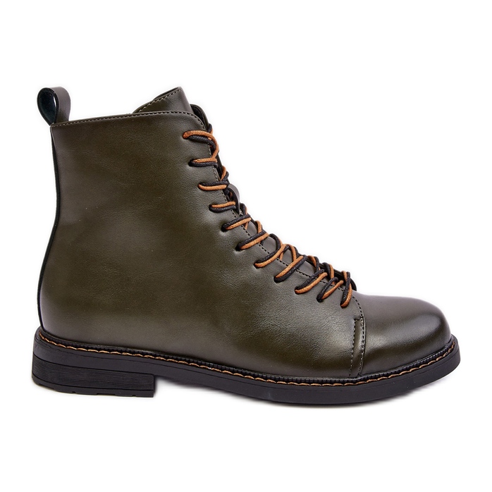 Vinceza Botins femininos de couro verde Ethel