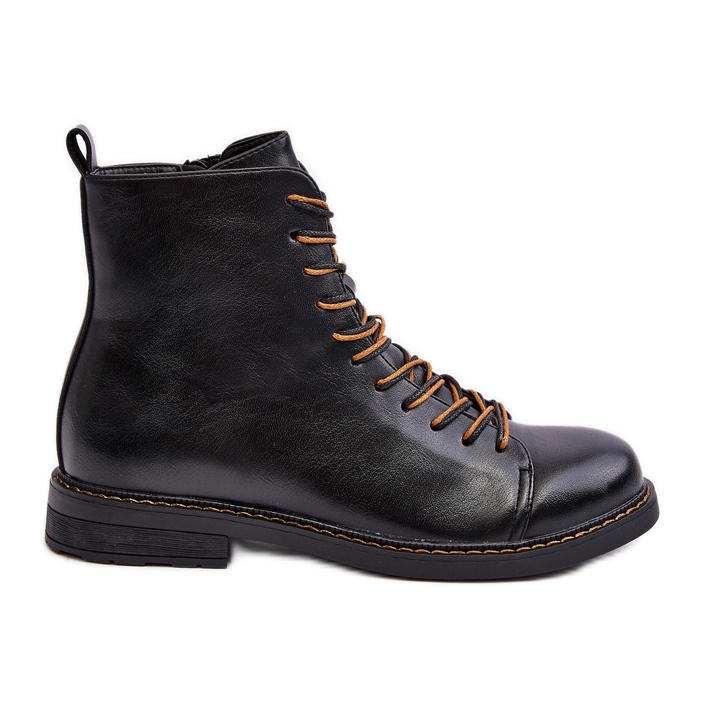 Vinceza Botins femininos de couro preto Ethel preto