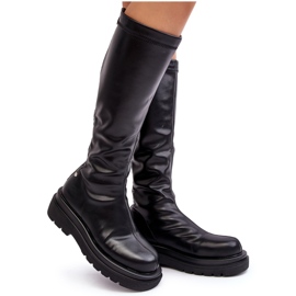 Botas femininas com plataforma com zíper GOE MM2N4068 pretas preto