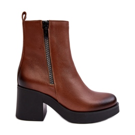 Lemar Littosa Botins de couro Lemar Littosa com salto enorme e zíper castanho Lemar Littosa Botins de couro Lemar Littosa com salto enorme e zíper castanho