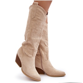 Botas de cowboy femininas bege claro da Sloana