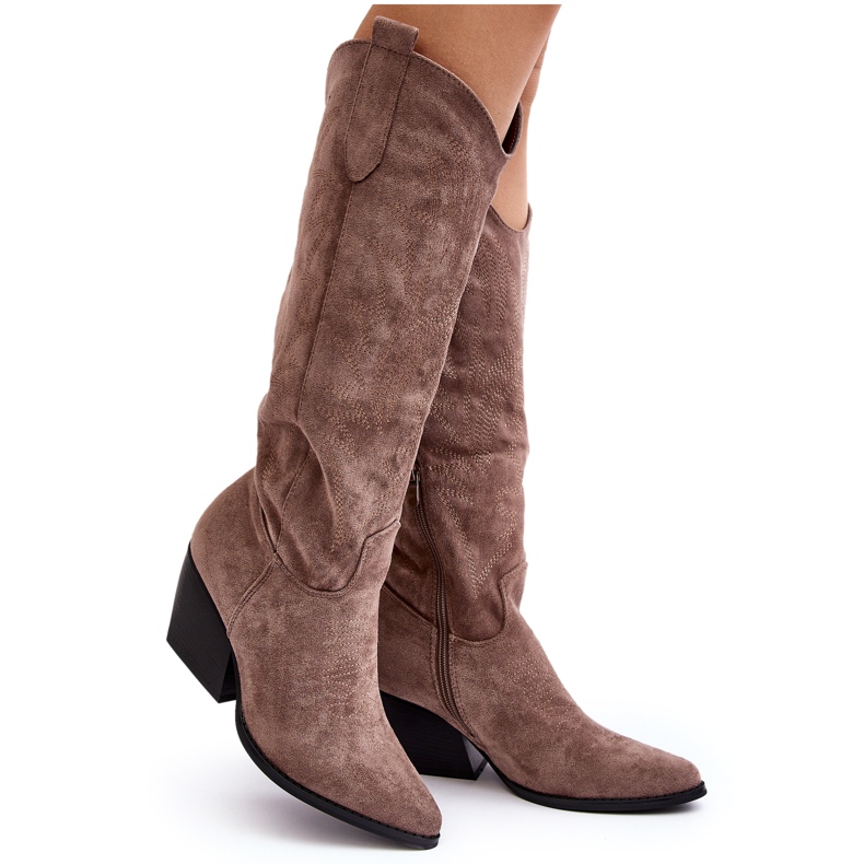 Botas de cowboy femininas bege escuro da Sloana