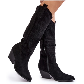 Botas de cowboy femininas com salto alto preto Sloana preto