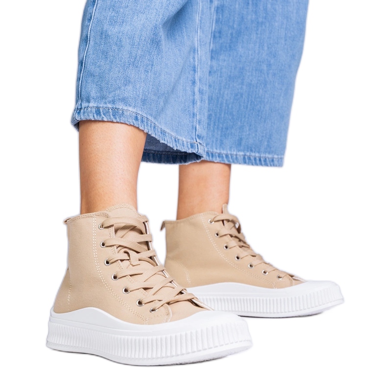 Tênis plataforma bege escuro da Guerrino