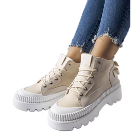 Inna Tênis bege com plataforma alta Grotta