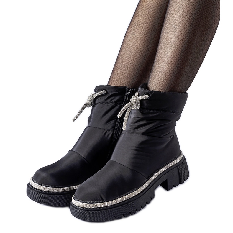 Botas de neve pretas decoradas com zircões Giusti preto Botas de neve pretas decoradas com zircões Giusti preto