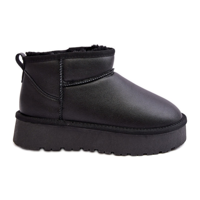 Botas femininas de couro com plataforma para neve pretas Loreley preto