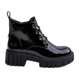 Sergio Leone Botins com cadarço isolados em couro envernizado preto Bjorg Sergio Leone Botins com cadarço isolados em couro envernizado preto Bjorg