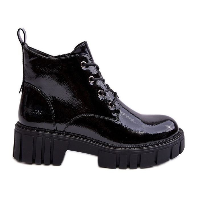 Sergio Leone Botins com cadarço isolados em couro envernizado preto Bjorg Sergio Leone Botins com cadarço isolados em couro envernizado preto Bjorg