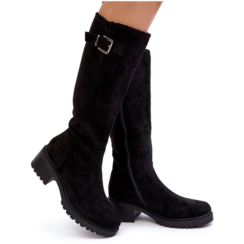 Botas rasas femininas de camurça pretas Saranai preto