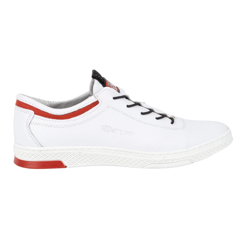 Polbut Calçado esportivo casual masculino de couro K23, branco com vermelho