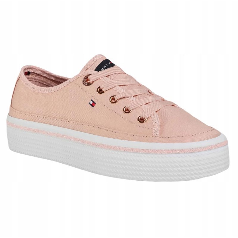 Tommy Hilfiger Tênis flatform com detalhes brilhantes W FW0FW05013 rosa