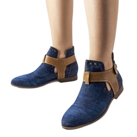 Botins jeans com aberturas de alto corte da Lungodora azul