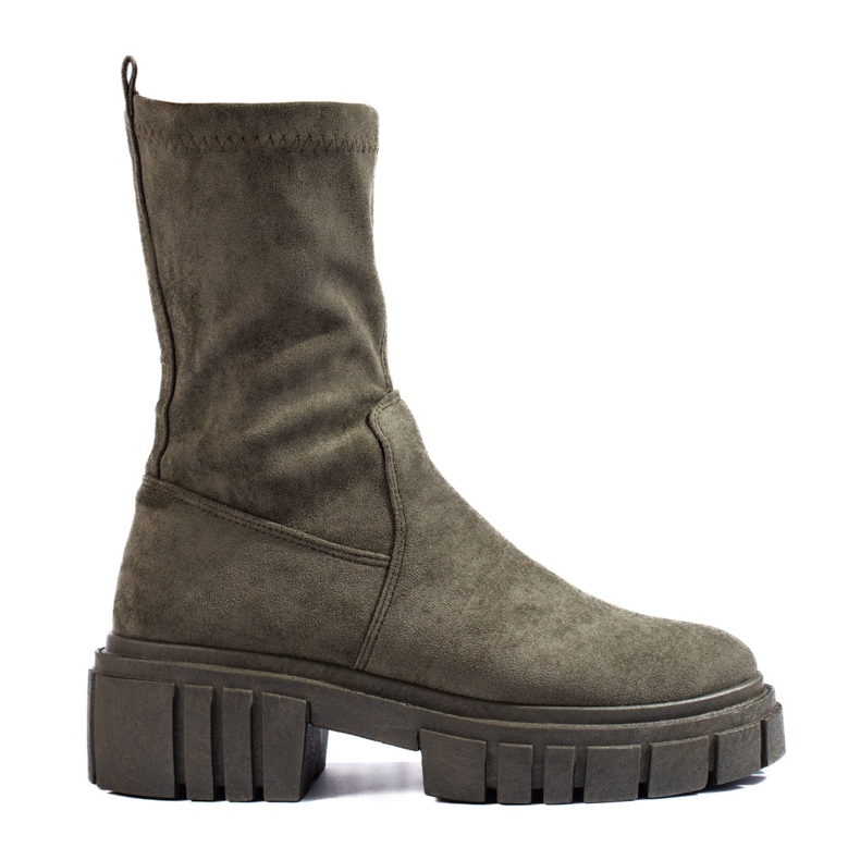 Botins de mulher Shelovet em camurça verde escuro