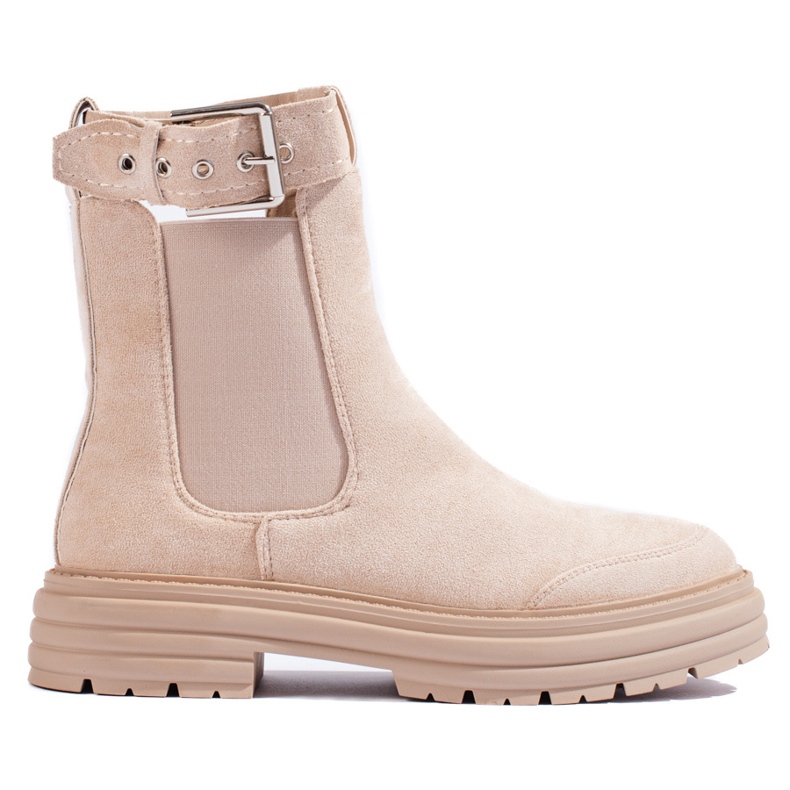Botins de camurça bege com fivela Shelovet
