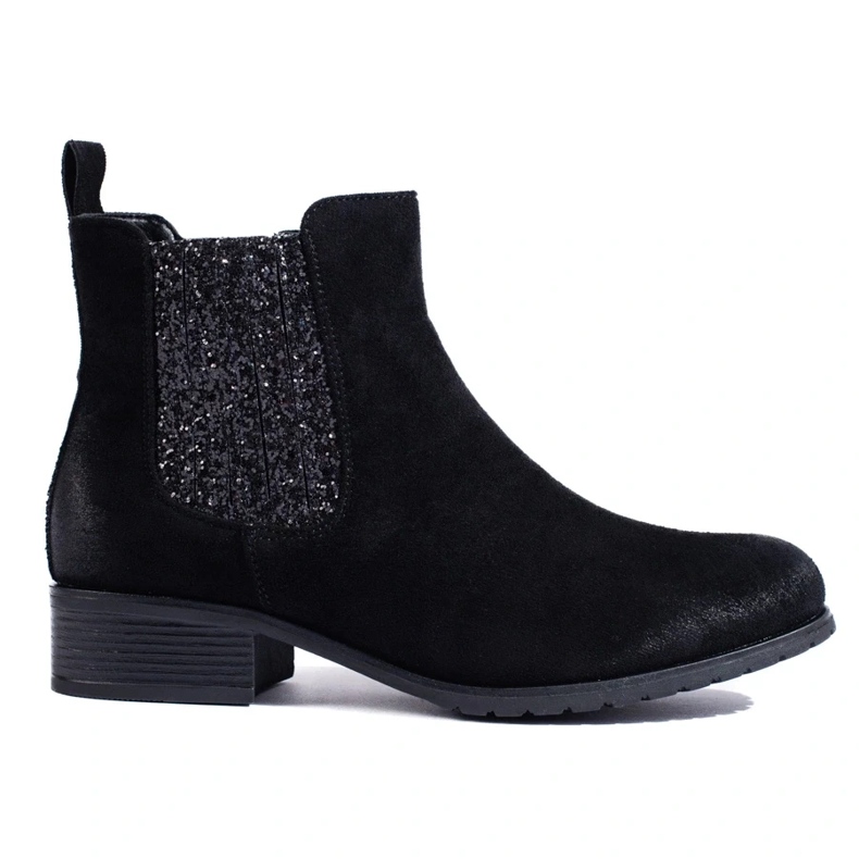 Botas Shelovet Chelsea de mulher de camurça preta preto