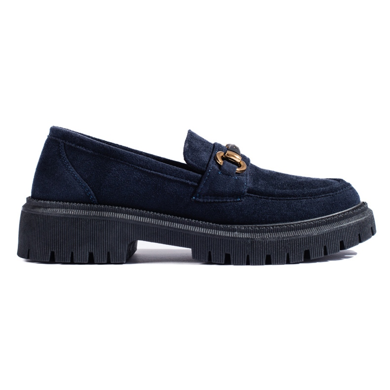 Mocassins femininos de camurça azul marinho Shelovet