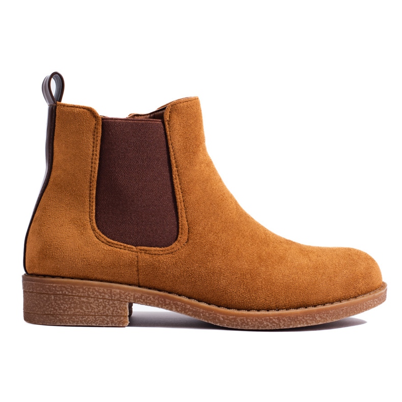 Botas Chelsea femininas de camurça camelo Shelovet castanho