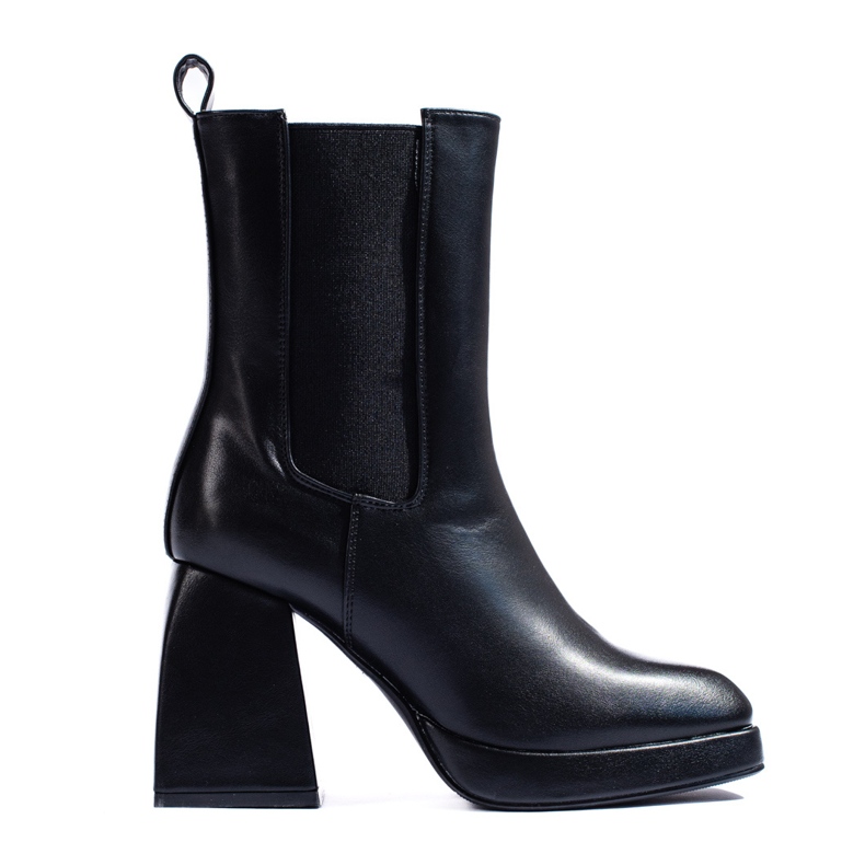 Botins femininos com salto largo, Shelovet preto